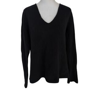 Treasure & Bond Black Wool Blend V-Neck Sweater Womens Size XS